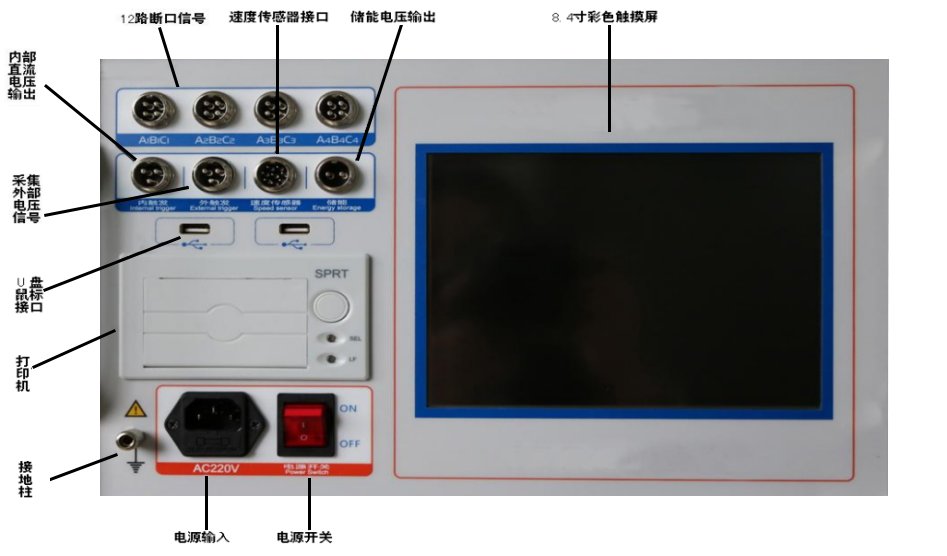 斷路器特性測試儀廠家面板示意圖及說明